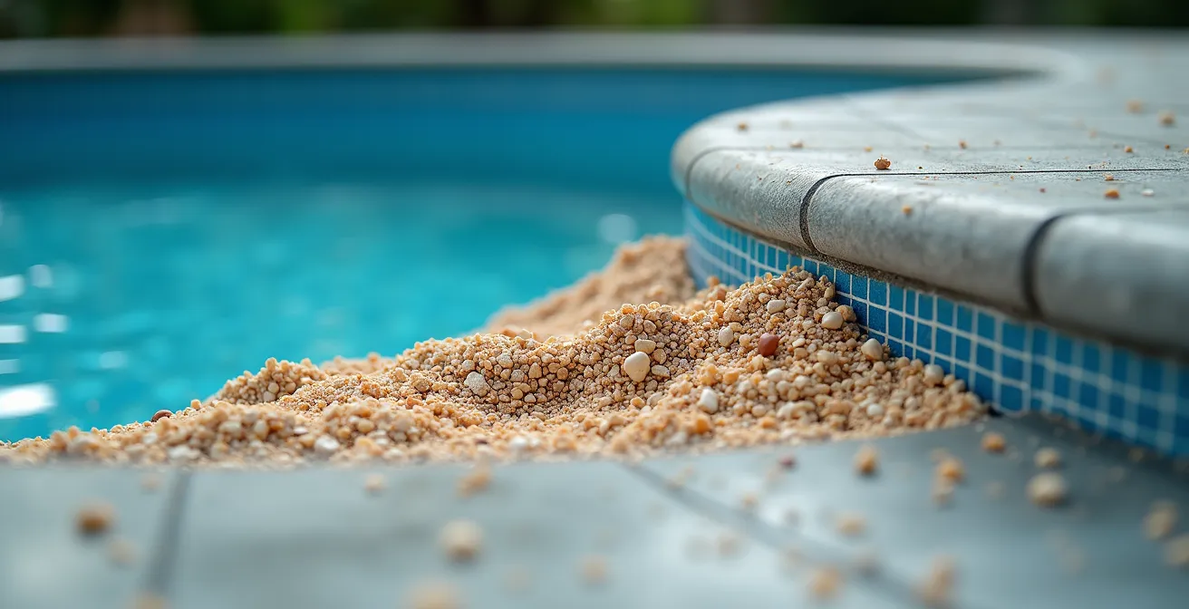 Vue macro du remblaiement sous coque piscine